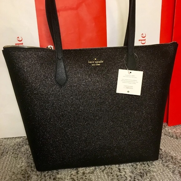 kate spade Handbags - ♣️♥️NWT kate spade glitter Black tote♥️♣️ kate spade Handbags - ♣️♥️NWT kate spade glitter Black tote♥️♣️